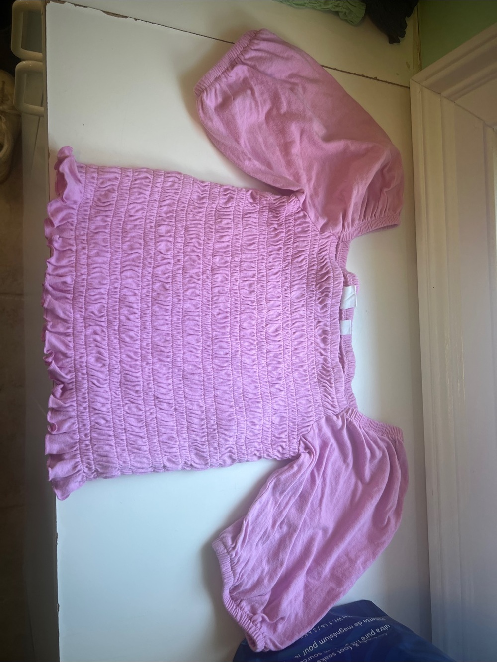 Gap-Girls Pink Smocked Puff-Sleeve Top-medium